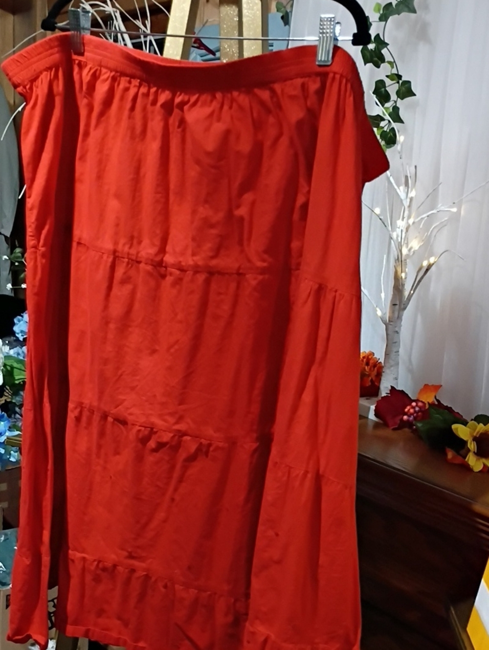 Womenβs Rusted Orange Tiered Maxi Dress - Lightweight Summer Style